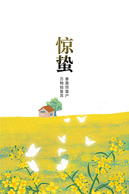 惊蛰二十四节气油菜花蝴蝶