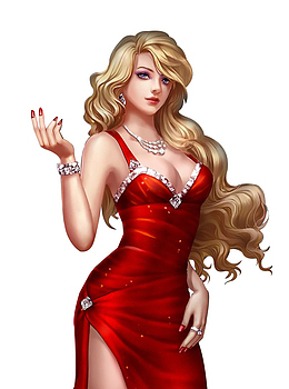 金发红礼服女郎