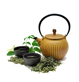 茶道茶叶茶杯绿叶