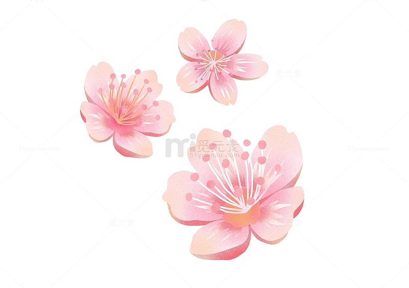 桃花花朵手绘元素图