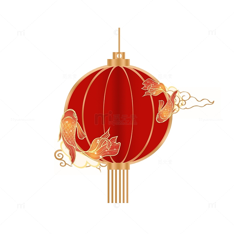 春节新年年年有鱼国潮元素灯笼装