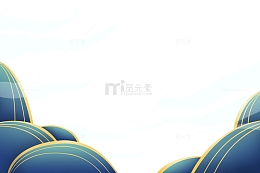 原创国风国潮祥云流云山水边框纹理