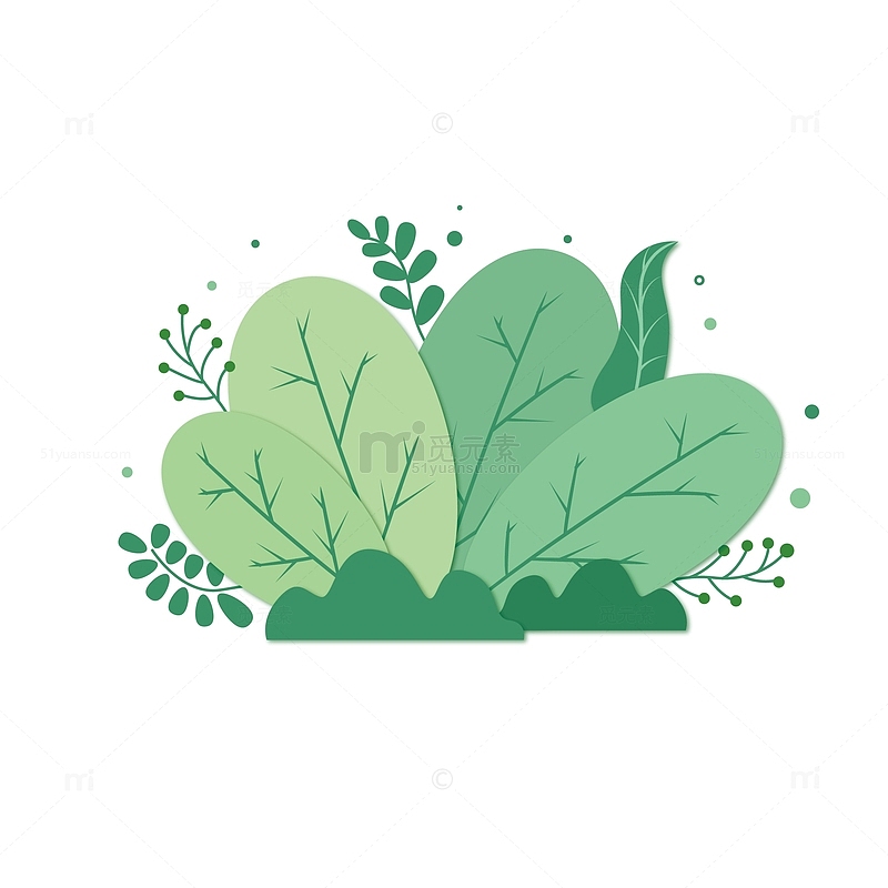卡通绿色春季植物元素