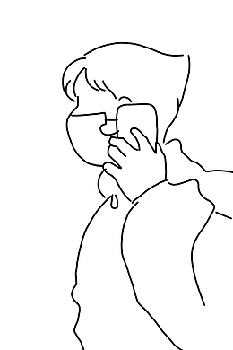 线条打电话男孩