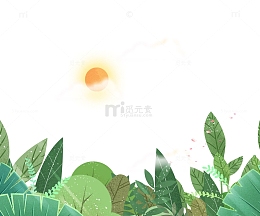 春天春分绿叶边框花草太阳光线