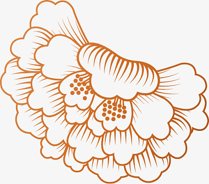 线描中国风线描年画牡丹