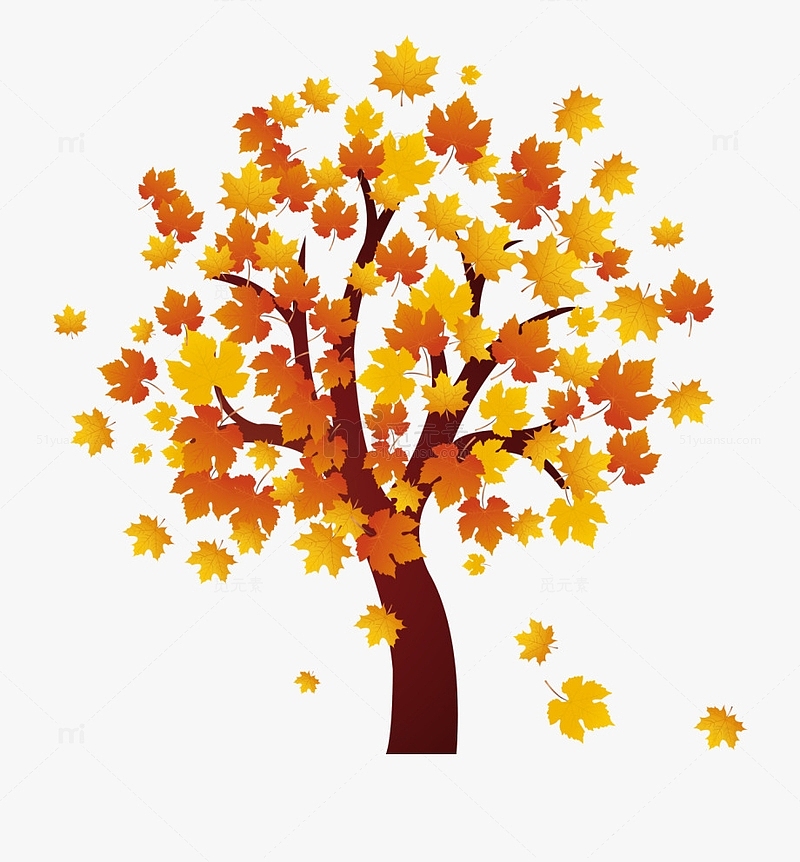 卡通秋天的梧桐树