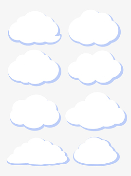 简约卡通云朵免抠素材白云透明图可爱插画