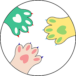 美甲 猫爪彩色  圆形 萌萌 可爱