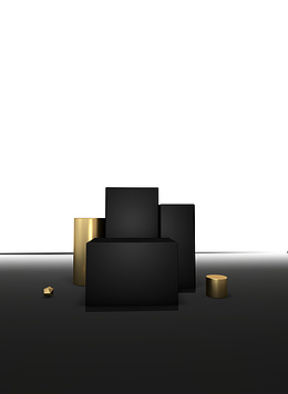 黑金色立方体三维c4d场景