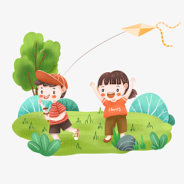 矢量放风筝的小孩
