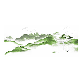 青山，绿色，水墨，中国风