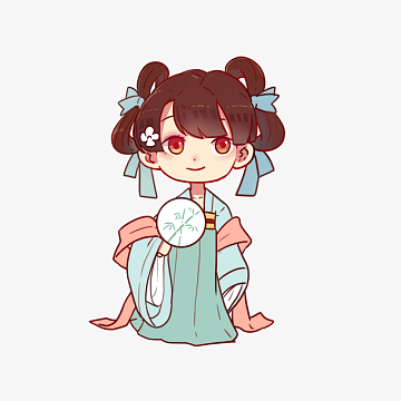 卡通可爱穿汉服小女孩元素(2000x2000)psdpng手绘穿汉服的小女孩(3543