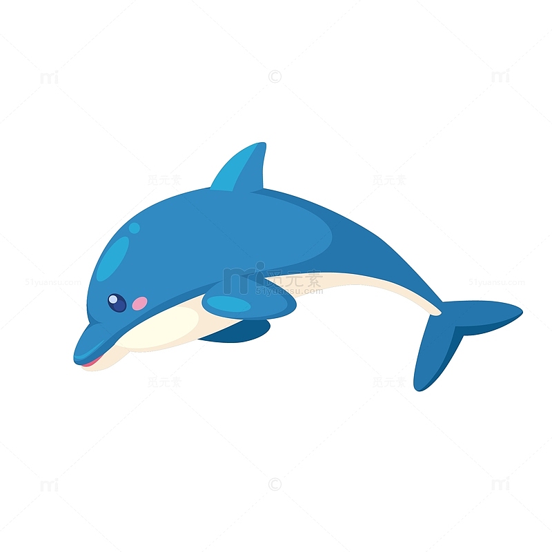 可爱的蓝色海豚插画