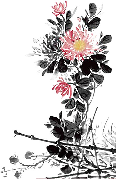 水墨画中的菊花元素