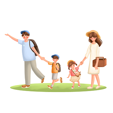 卡通一家人旅行免抠图
