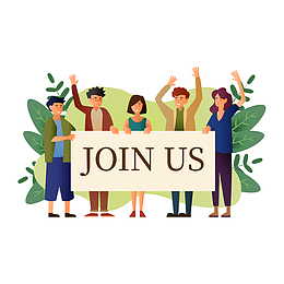 简约扁平卡通加入我们人物矢量元素