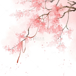 唯美古风水彩桃花