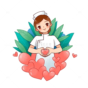 手绘比心展现爱心的护士医护人员