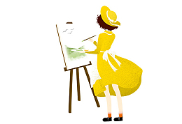 正在画画的小女孩