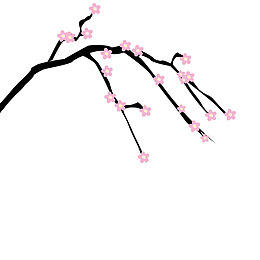 中国风树枝花瓣粉色花装饰画