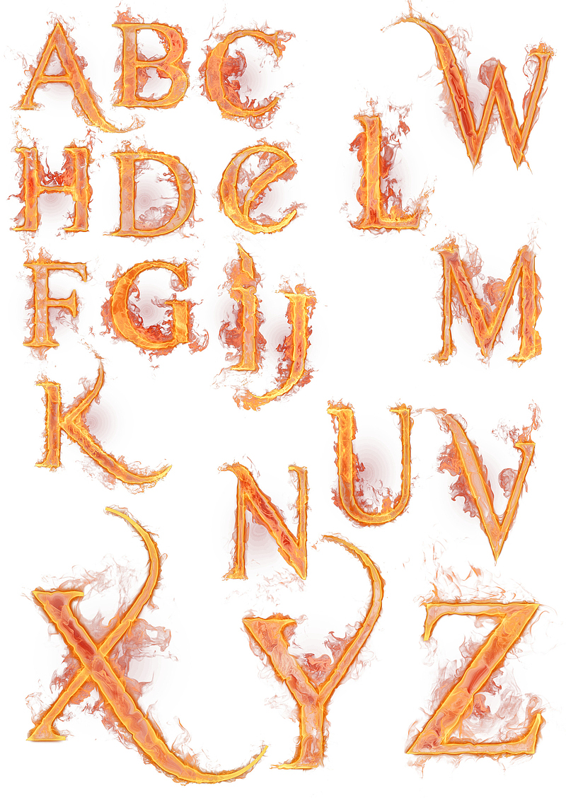 火焰26个英文字母字体设计字母