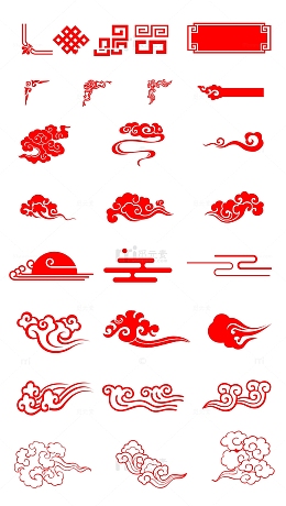 中国风云纹角框装饰