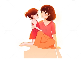 母亲节亲子卡通手绘素材