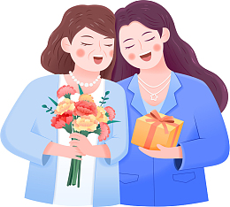 母亲节母女两个依靠