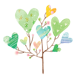 淡雅可爱心形小树（绿色）