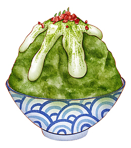 抹茶刨冰手绘