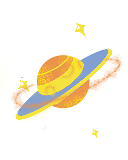黄色卡通手绘星球梦幻