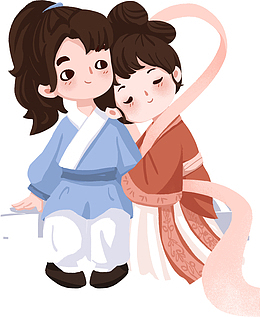 情人节手绘卡通人物