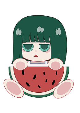 吃大西瓜的女孩