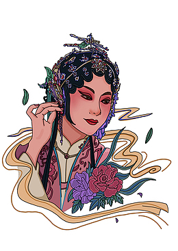 戏剧国潮、国粹头像插画女头插画