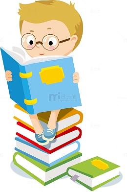 专注读书的小孩童