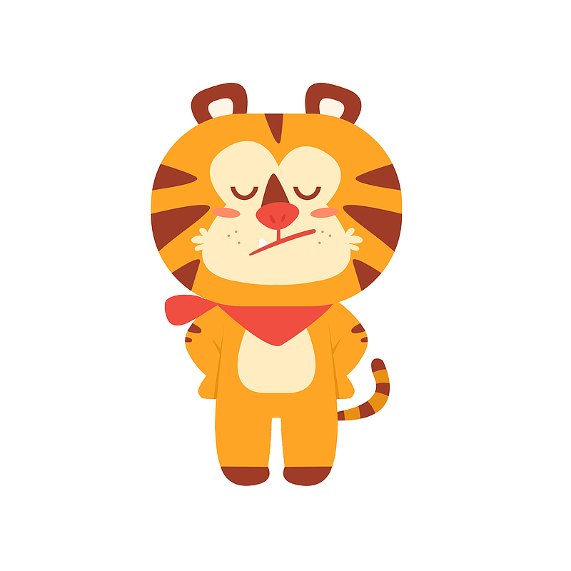 动物 卡通 手绘 插画 可爱  老虎