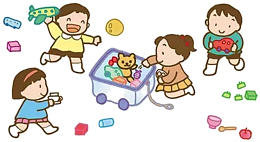 把孩子收拾玩具让回原处