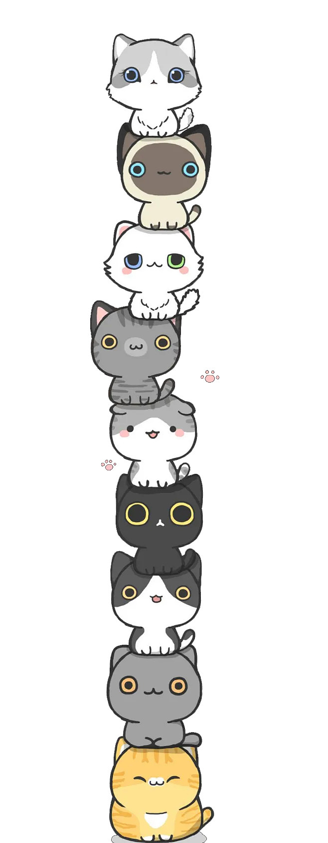 卡通猫咪叠罗汉