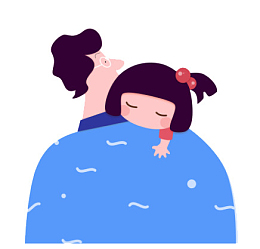 父亲节父女卡通