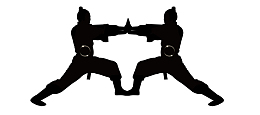 武侠高手比拼内力的剪影画