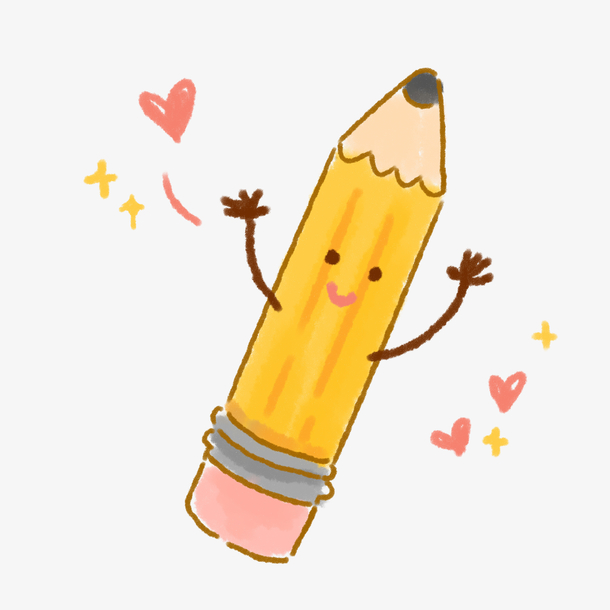 可爱蜡笔风文具拟人图案