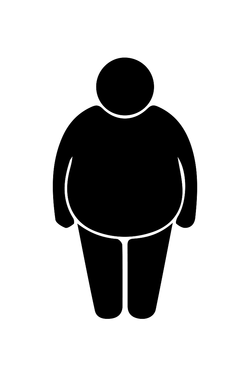 剪影卡通人物图标 肥胖 减肥 啤酒肚