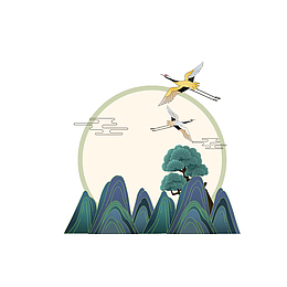 大气中国风简约山水工笔风国朝风画