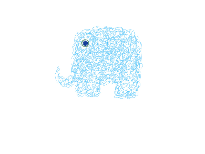 蓝色可爱线条大象