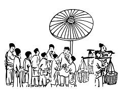 手绘 集市 古代民间 国潮风