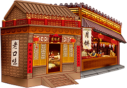 手绘 民间月饼 国潮风