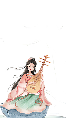 汉服女生拿琵琶