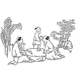 手绘 品茶 古代民间 国潮风