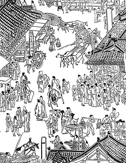手绘 集市 风俗习惯 国潮风